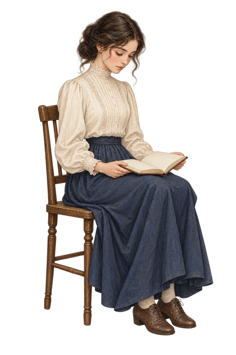 椅子で読書する少女