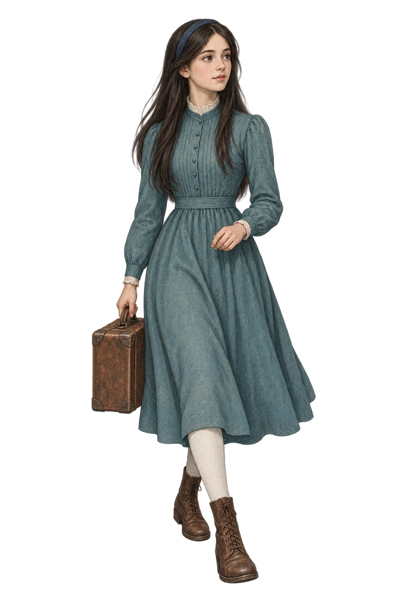 小さな鞄と歩く少女