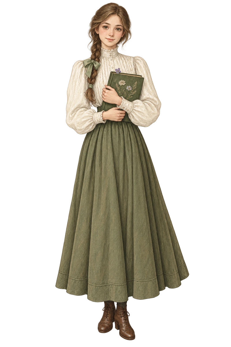 押し花帳を抱える少女
