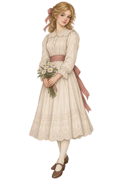 白い花束を抱える少女