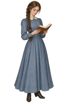 本を読む三つ編みの少女