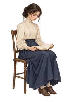 椅子で読書する少女