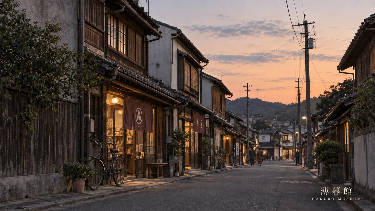 薄暮の商店街の壁紙（PC用）