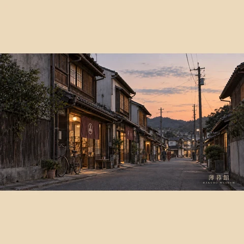 薄暮の商店街の壁紙（PC用）