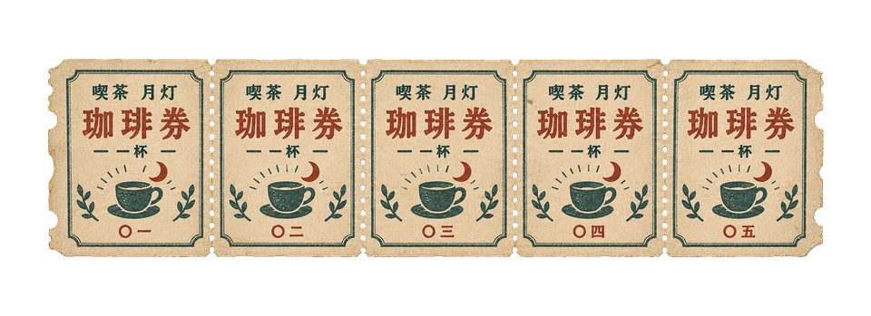 喫茶月灯の珈琲回数券の昭和レトロな紙もの素材