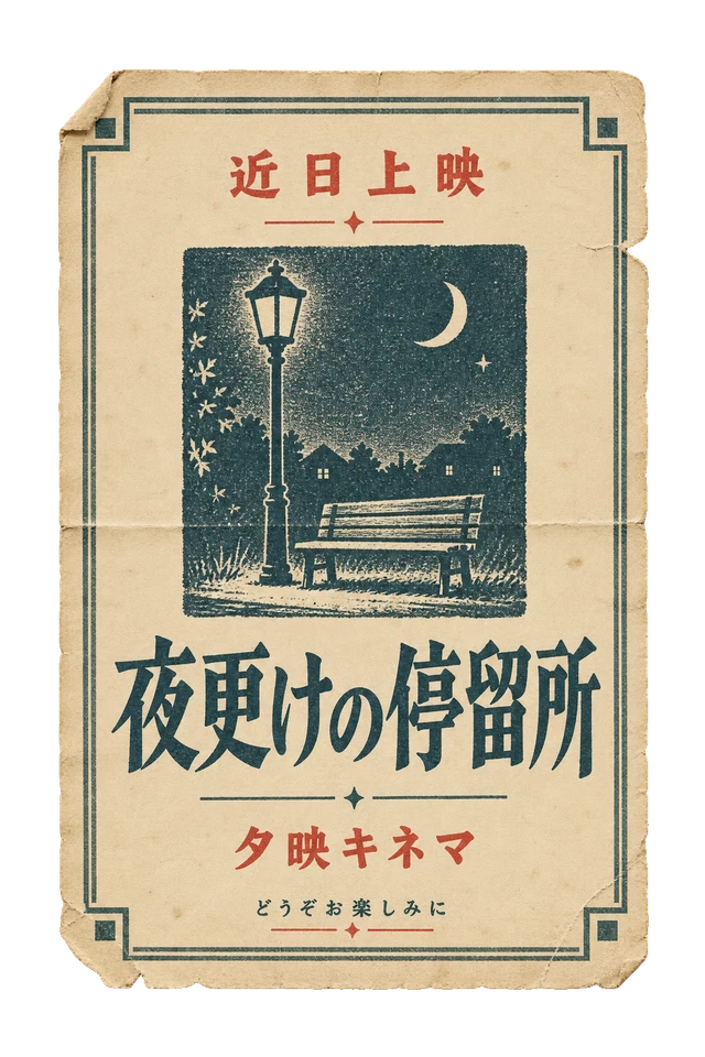 夕映キネマの次回上映予告の昭和レトロな紙もの素材