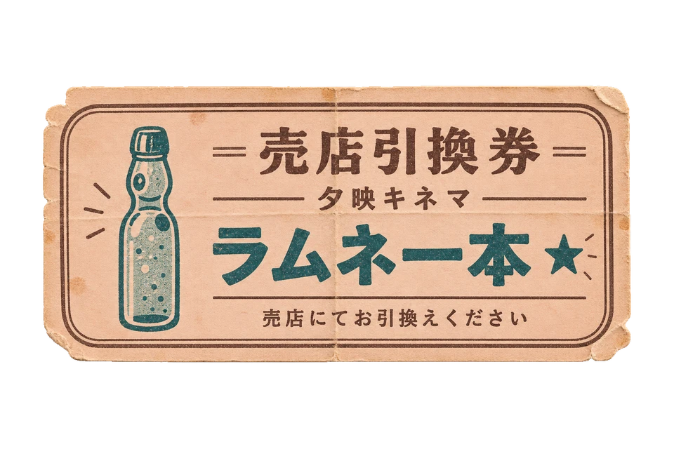 夕映キネマの売店引換券の昭和レトロな紙もの素材