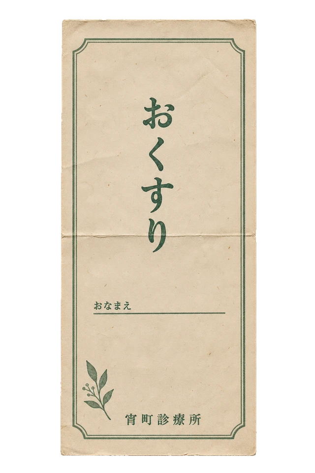 宵町診療所の薬袋の昭和レトロな紙もの素材