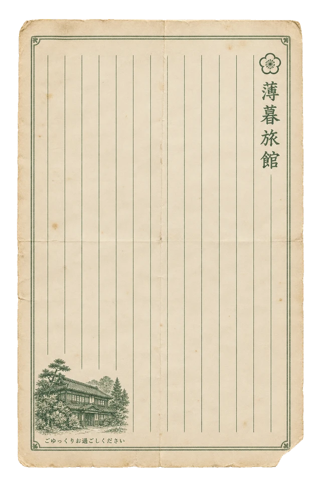 旅館の便箋の昭和レトロな紙もの素材