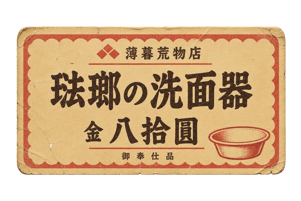 荒物店の値札の昭和レトロな紙もの素材
