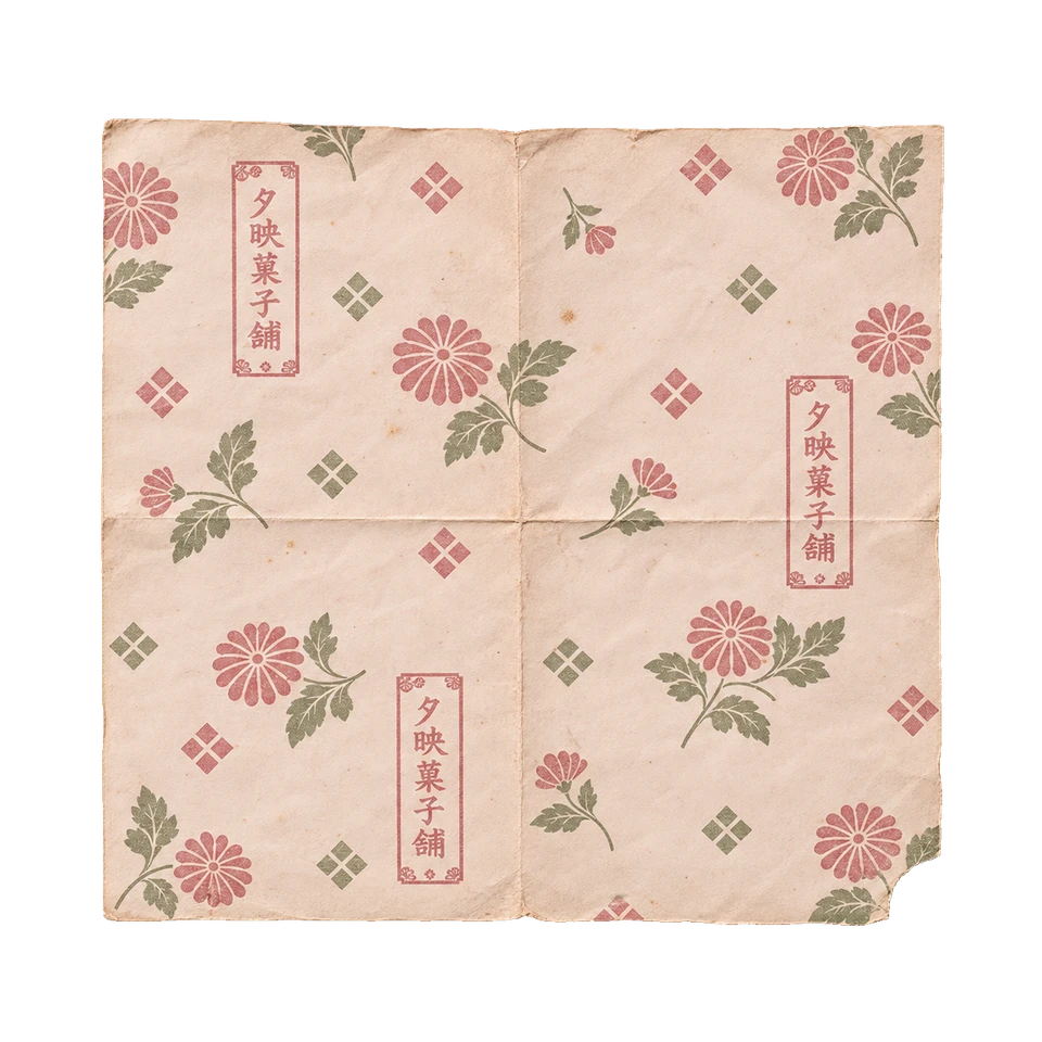 菓子舗の包装紙の昭和レトロな紙もの素材