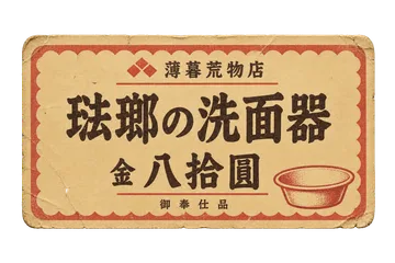 荒物店の値札の昭和レトロな紙もの素材